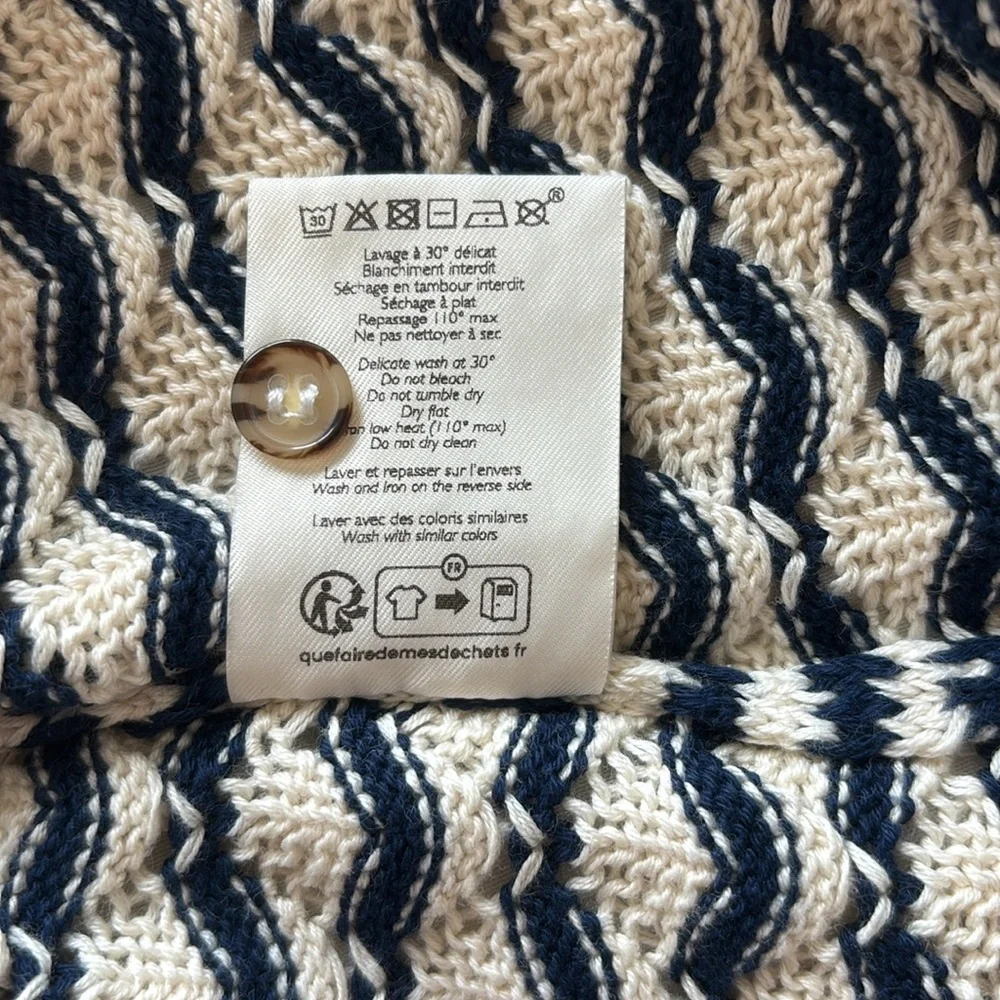 Sezane Mae Jumper Ecru / Navy - Size L - Picture 6 of 8